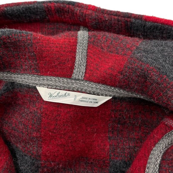 Woolrich Wool Blend Hooded Mid Weight Duffle Coat Jacket Red Plaid Women's Small - Picture 6 of 10